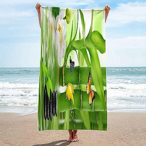 Microfibre Towel - Lake Green Bamboo – Beach Towel -Bath Towel - Super Absorbent - Quick Drying - Lightweight Compact Travel - Antibacterial Swimming Sports Travel Sand Proof Beach Towels - 70 X -5H9J