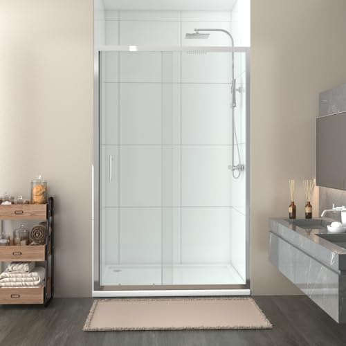 NRG 1200x1900mm Single Sliding Shower Shower Enclosures Door Chrome Framed | Shower Room Screen, Space Saving, Waterproof, Wet Room, Easy to install, Bathroom