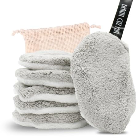 Sugeru Juego de 6 almohadillas de algodón desmaquillantes lavables, reutilizables, limpieza profunda de poros, bolsa de lavandería de malla, hipoalergénica, limpieza facial suave y eliminación de