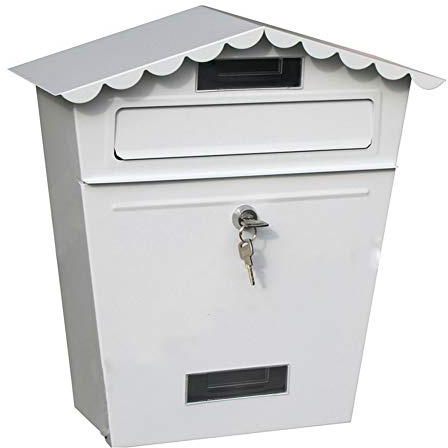 Briefkästen für Außenpostkästen Wandmontierter europäischer Villa-Haus Wandmontierter Outdoor-Garten Wasserdichter Zeitungskasten Einfacher amerikanischer Landfeldbriefkasten (Farbe: Weiß)