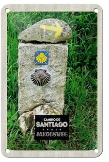 Femer Blechschild Reise 12x18cm Spain Camino De Santiago Jakobsweg Schild