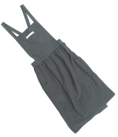 MAGICLULU Cotton Women's Apron Dress Pleated Skirt Fashion Home Kitchen Two Pockets Beautiful Women's Cooking Apron