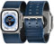 Tefeca Dual Series Replacement Watch straps Compatible with Apple Watch/Apple Watch Ultra(Mystic Blue Leather with Silver Adapters, 49/45/44/42mm)