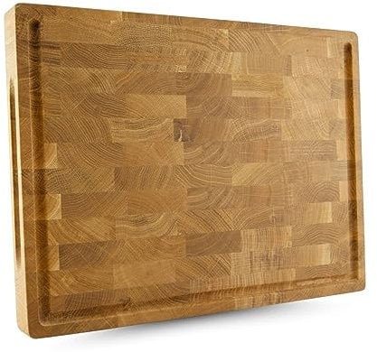 Waldmeister XXXL Schneidebrett aus Eiche | Tranchierbrett mit Saftrille | klingenschonendes Küchenbrett | 60 * 40 * 4 cm | Hochwertig und in Handarbeit gefertigt