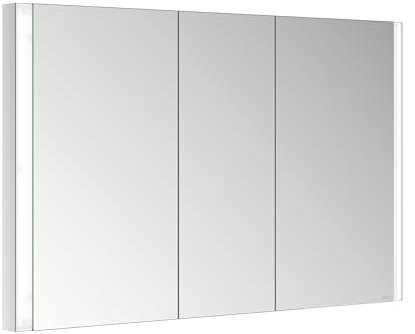 Keuco Royal Linde LED Spiegelschrank mit 3 Türen, 120 cm, Made in Germany, Einbau, symmetrisch, Aluminium-Korpus, Seiten schwarz matt, Beleuchtung dimmbar