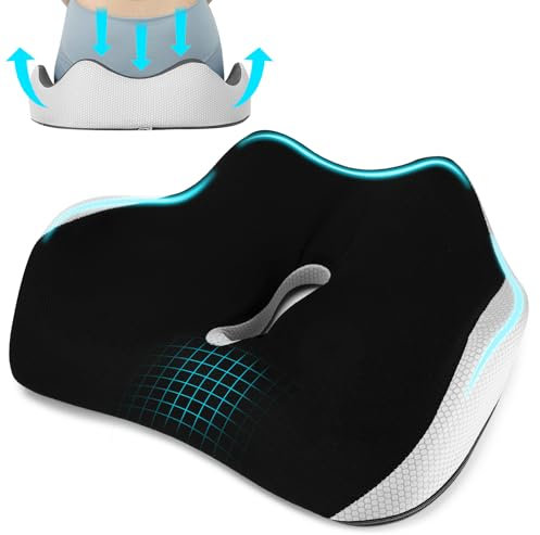 Bearrerp Orthopaedic Seat Cushion,Memory Foam Coccyx Cushion,Ergonomisches,Fördert Durchblutung und Entlastet das Steißbei Increases Seating Comfort, für Büro, Zuhause, Auto (schwarz)