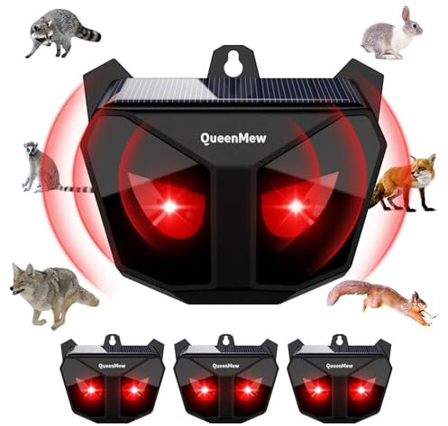 Repelente para Gatos Exteriores, Repelente Palomas Solar Silencioso Flash, Ahuyentador de Pajaros Impermeable Jardín, Repelente Gatos para Animales Nocturnos Gatos/Pájaros/Ratones, Paquete de 4
