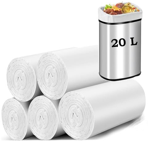 Biodegradable Bin Liners Bags 20L, 100 pcs 4-6 Gallon Small Bin Bags Trash Bags, Compostable Bin Bags Rubbish Bags Waste Bags for Bathroom, Kitchen, Office