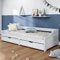 Willood Tagesbett Jugendbett Kinderbett mit 2 Schubladen iRun Weiß 90x200cm Massivholz Kiefer