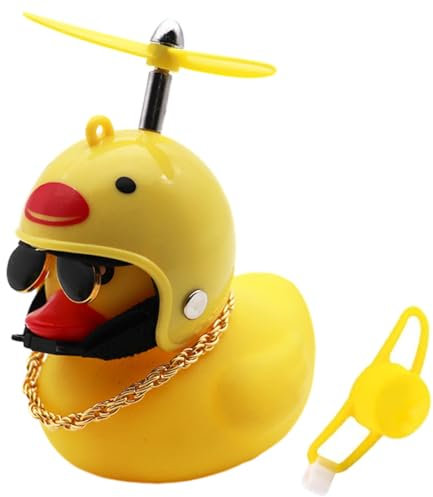 EIHI Fahrrad Quietscheente mit Helm, fahrradklingel lustig, fahrradhupe kinder, rubber duck, fahrrad ente, fahrradhupe lustig, Quietscheente Fahrrad, lustige fahrradklingel
