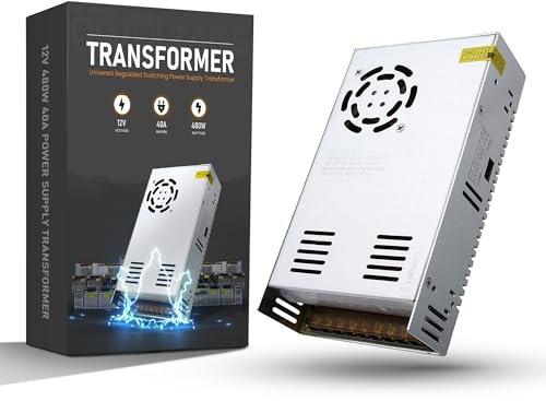 DCVOLTAGE - Fuente de alimentación de conmutación regulada universal de 12 V, 40 A, 480 W, transformador de protección IP20 para transformadores de controlador LED de CA 100-240 V a CC 12 V
