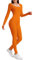 OOHOKAY Jumpsuit Damen Lang Eng Yoga Bodysuit Hohe Taille Overall Stretch Shape Langarm Sport Jumpsuit Leggings Hosen Set Scrunch Butt Sportkleidung Frauen Playsuits Einteiler(Orange-C,XXL)
