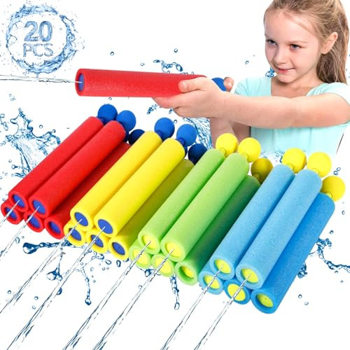 MWZEAUL Lot de 20 Pistolet à Eau pour Enfants et Adultes, Pistolet à Eau en Mousse, Mini Pistolet a Eau Jouets D'été pour Piscine, Jardin, Plage, Fête, Jeux d'eau Exterieur, Jeux Piscine Enfant