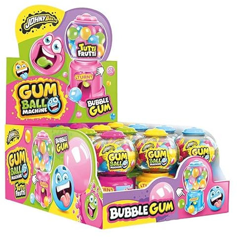 Johnybee Gum Ball Machine con Caramelle Tutti Frutti Espositore da 12pz