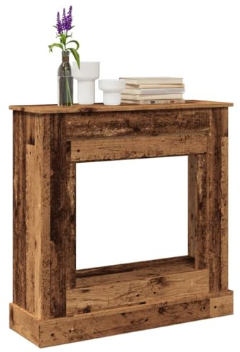 Gecheer Rahmen für Kamin, antikes Holz, 90 x 30 x 90 cm, aus Spanplatte, Rahmen für Kamin, Kamin-Dekoration, P854596
