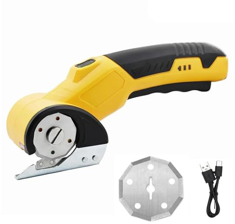 Kartonschneider, Kabellose Rollschneider mit Ersatzblättern, Elektrische Schere für Karton, Stoff, Teppich, Leder, Usb-Aufladung, 35 Minuten Dauerbetrieb, Klassisches Farbschema