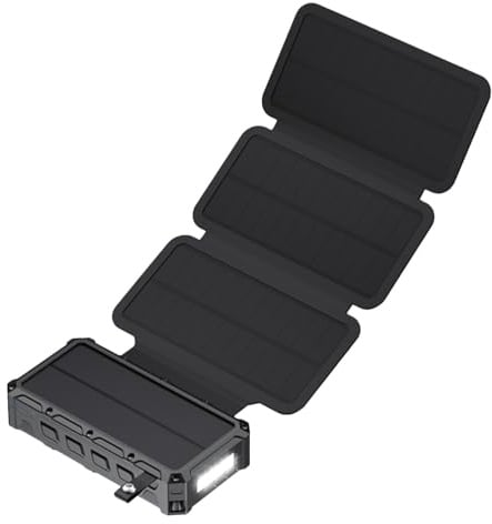 Batterie solaire - Batterie à remontage manuelle avec éclairage LED | Chargeur sans fil avec alarme SOS et boussole pour vélo, pêche, randonnée