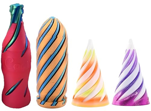 4PCS Spiral Cone Fidget Toy, 3D Printed Fidget Toy , Includes Bottle, Rainbow Cone, and Purple Cone, Unique Desk Decor for Office or Home Use