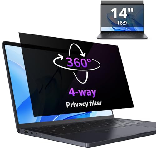 IPROKKO 360° Blickschutzfolie für 14 Zoll, 16:9 Seitenverhältnis Anti Blaulicht Blendschutz Blickschutzfolie Displayschutz Blickschutzfilter für 14 Hp/Dell/Acer/Lenovo/ThinkPad/Asus