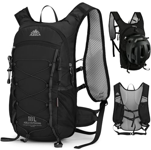 Outplea 15L Fahrradrucksack Damen Herren, Klein Wanderrucksack, Schwarz | Atmungsaktiv, Ultraleichte 0.4kg, Wasserdicht Nylon, mit Handyhalterung, für Radfahren MTB Laufen Motorad Wandern Ski