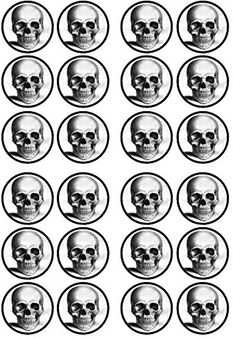 24 essbare Oblaten mit Totenkopf-Motiv, Halloween-Dekoration