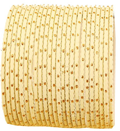 Touchstone Bunte Armreifsammlung indisches Bollywood exklusive spezielle Armreifarmbänder des Designerschmucks für Damen 2.75 Set 2 Hellgelb