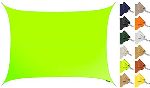 Kookaburra 4m x 3m Rectangle Water Resistant Garden Patio Sun Shade Sail Canopy 96.5% UV Block with Free Rope (Lime Green)