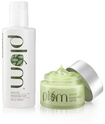 Plum Green Tea - Toner and Renewed Clarity Night Gel, 250 ml (Pack of 2), For Oily & Acne Prone Skin, Vegan Skin care