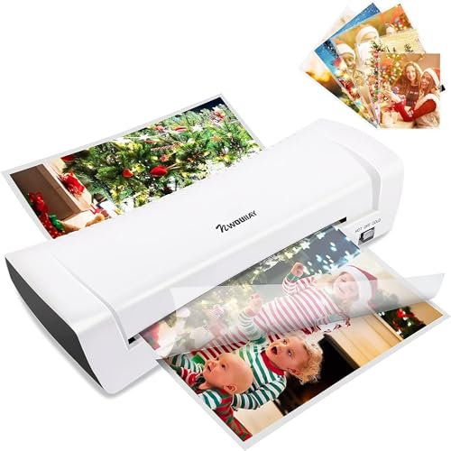 NWOUIIAY Plastifieuse A4 A5 A6 Photo Machine à Plastifier Chaud et Froid 2 Rouleaux avec 280mm/min 15 Pochettes de Plastification pour Bureau École Maison Convient pour Cadeau de Fête de Noël