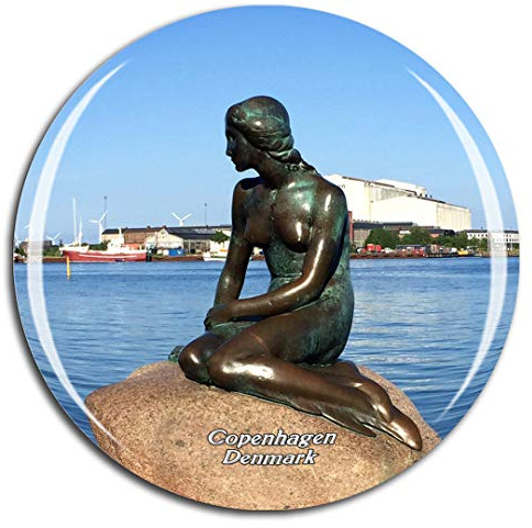 Weekino Dänemark Die kleine Meerjungfrau Kopenhagen Kühlschrankmagnet 3D Kristallglas Touristische Stadtreise City Souvenir Collection Geschenk Starker Kühlschrank Aufkleber