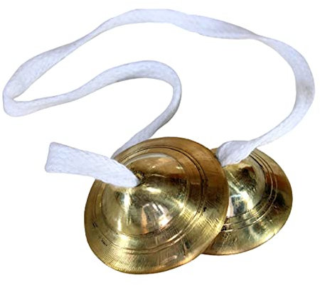 eSplanade – Platillos de Mano tibetanos de latón Tingsha Manjeera Clash Platillos o Platillos de Mano – Instrumento Tradicional para música India y oración tibetana