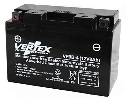 Vertex VP9B-4 Sealed AGM Motorcycle/Powersport Battery, 12V, 8Ah, CCA (-18) 115, Replaces: CT9B-4, CT9B-BS, YT9B-4 Perfect battery for Motorcycle, ATV's, Personal Watercraft and Snowmobiles
