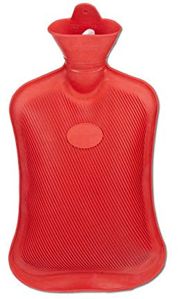 Relaxdays 2x Wärmflasche, ohne Bezug, strapazierfähig, 2L Bettwärmer, geruchloser Naturkautschuk, HWD 36 x 18,5 x 4 cm, Rot