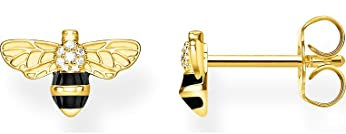 Thomas Sabo Damen Ohrstecker Biene 925er Sterlingsilber 750er Gelbgold Vergoldung mit Zirkonia, Größe: ca. 1,1cm x 0,7cm, SCH150279