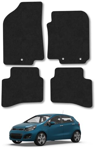 Fits Kia Rio (2011-2017) Carpet Car Mats | Black Edge Trim Tailored Fit Floor Mats Full Coverage Protection Accessories Easy Clean Anti Slip Made in the UK