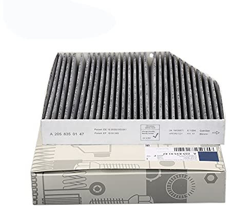 Car Air Filter Interior Activated Carbon, White Silk Cloth Cabin Filter Replacement of C-CLASS W205 A205 C205 S205 2013-2019 Model (Black)