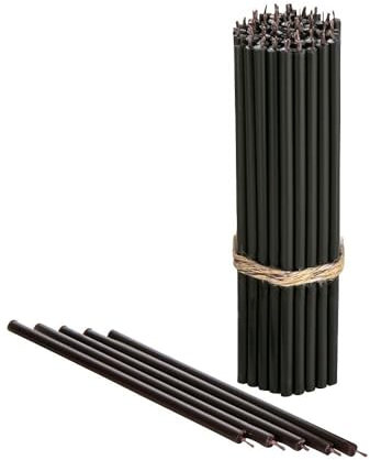 Danilovo Reine Bienenwachskerzen – tropffrei, rauchfrei, hohe, dünne Spitzkerzen – dekorative Kerzen für Kirchgebet, Deko oder Geburtstagskerzen – Honigduft Kerzen – 16,5 x 0,57 cm (Schwarz, 50 Stück)