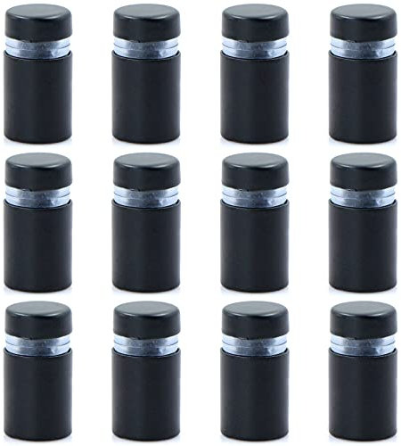 12pcs vis de publicité vis de publicité espaceur de verre - vis de l'espaceur, l'espaceur de panneaux, l'espaceur de panneaux vis d'espacement pour le verre, en acier inoxydable (noir mat 12x20mm)