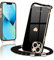 Wirvyuer Handyband Kompatibel mit iPhone 13 Handyhülle Necklace Hülle mit Band zum Umhängen Kameraschutz Liebesherz Schutzhülle mit Halsband Galvanik Silikon Umhängetasche für iPhone 13 Schwarz