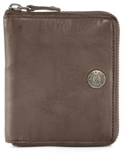 Cas8 Men Reißverschlussbörse MATTI für Herren mit RFID-Schutz, sportliche Geldbörse mit Münzfach aus hochwertigem Echtleder für Männer (Brown)