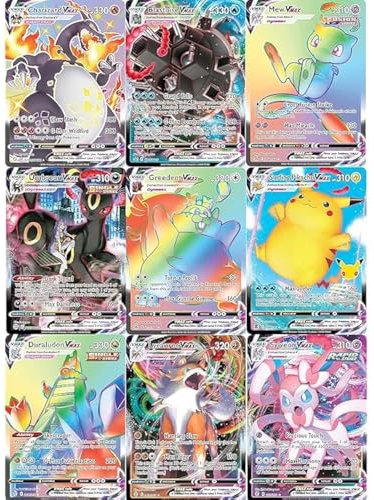 Paquete de 3 Pokémon Vmax - 1 tarjeta secreta de arco iris raro, sin duplicados, paquete de refuerzo Vmax
