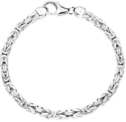 JEWLIX Armband Königskette 925 Silber rhodiniert 4mm KA0040-RH (23cm)