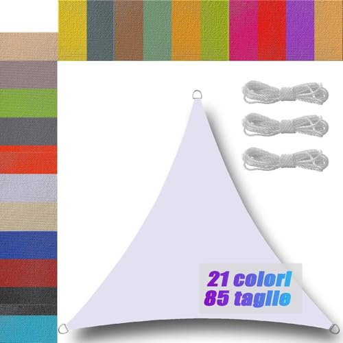 tenda vela Triangolare Impermeabile 1.6x1.6x1.6m Varie Dimensioni Protezione Antivento 98% Anti UV tenda per esterno giardino terrazzo bordo campeggio Bianco