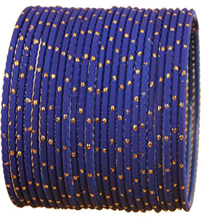 Touchstone „Colorful Armreif-Kollektion“ Indischer Bollywood-exklusiver Designer-Schmuck mit goldener Glasur und königsblauer Farbe, besondere große Armreifen. 24er-Set für Damen.