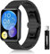 LanQii Armband Kompatibel mit Huawei Watch Fit 2, Edelstahl Metall Ersatz Uhrenarmband Schnellverschluss Damen Herren Ersatzarmband für Huawei Watch Fit 2 -Schwarz