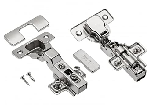 MS Beschläge Topfband Ø 35mm Möbelscharnier Türscharnier Prestige mit Soft Close Funktion Topfscharnier Kreuzplatte Möbelzubehör (Mittelanschlag)