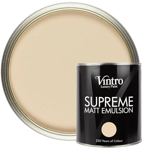 Vintro | Luxury Matt Emulsion | Smooth Chalky Finish | Multi Surface Paint | for Walls, Ceilings, Wood and Metal | 1L (Dark Cream - Old Lace)
