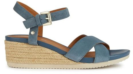 Geox D Ischia Corda C, Sandali con Zeppa Donna, Avio, 37 EU
