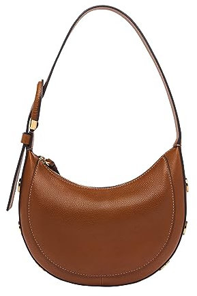Fossil Damen Harwell Leder Halbmond Geldbörse Handtasche für Frauen, Mittelbraun, Einheitsgröße