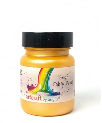 artcraft by anglo Metallic Gold Fabric Paint, Permanent Textiles Paints in 60ml. Ideal for Painting Clothes, T-shirts, Jeans, Bags & Canvas Shoes.